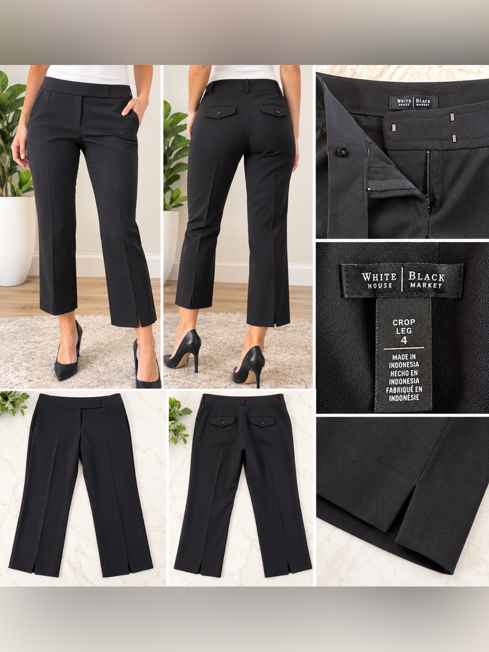 White House Black Market Black Cropped Straight-Leg Pants